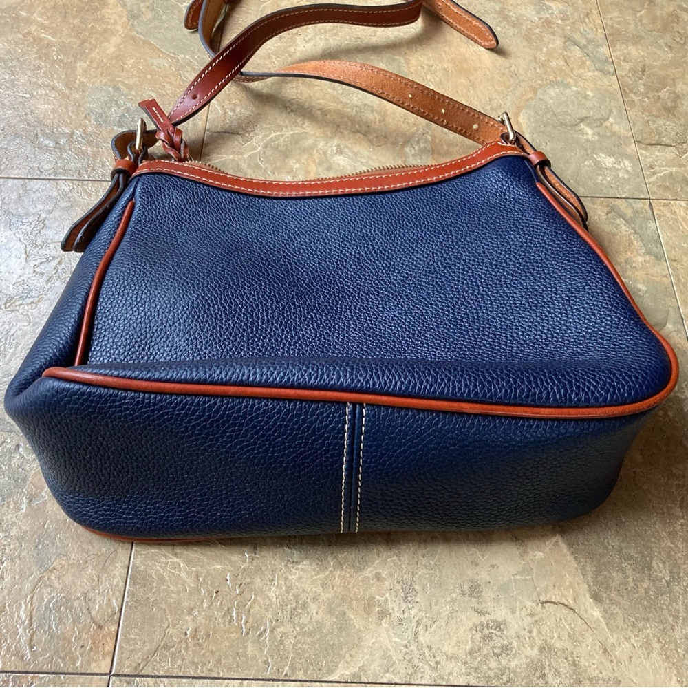 Dooney & Bourke Navy and Brown pebble Leather Crossbody Bag - Picture 7 of 15